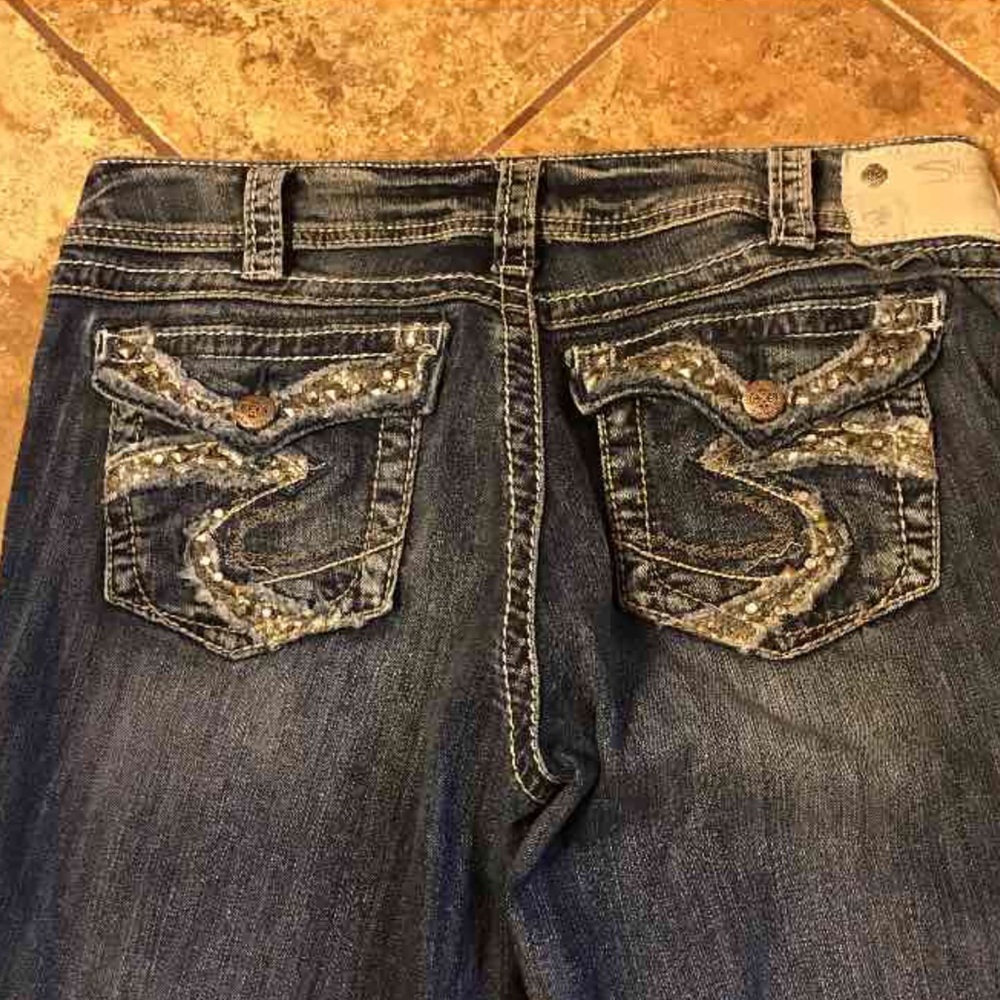 Embellished Silver Jeans 32X31