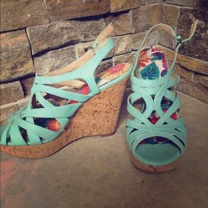 Aqua Cork Wedges