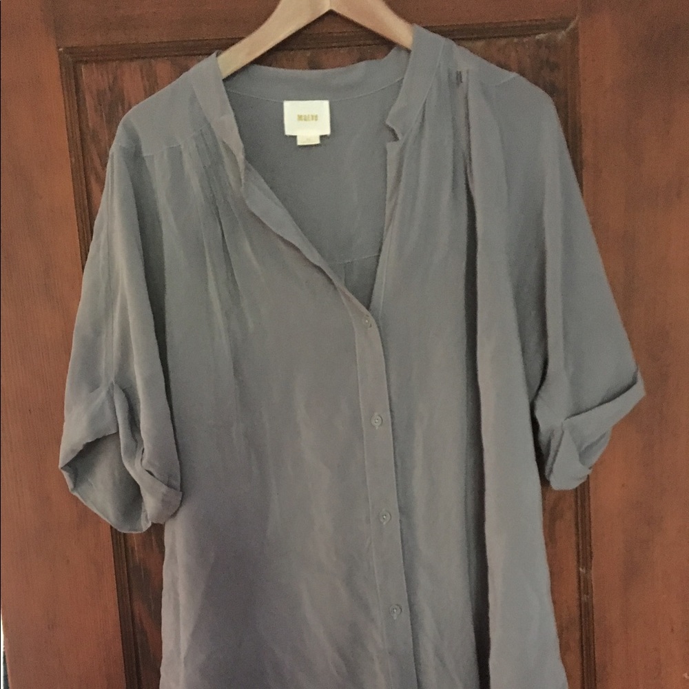 Anthropologie grey silk top