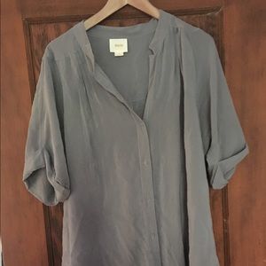Anthropologie grey silk top