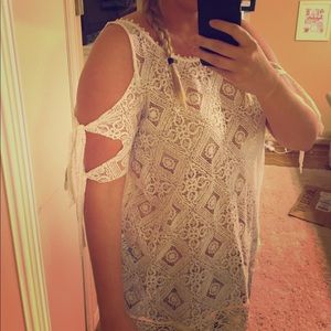 Lace Free People Cold Shoulder Top