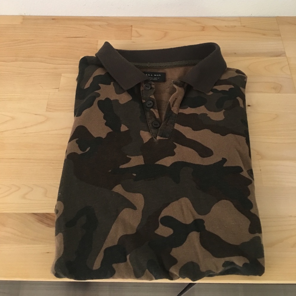 Zara men's Camo polo shirt size L