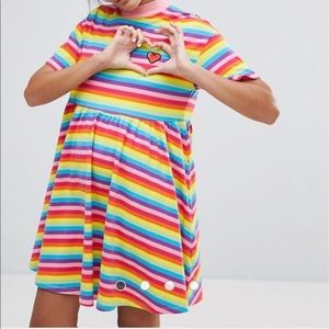 NWT Lazy Oaf Rainbow Striped Dress