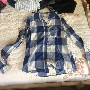 White and blue plaid Abercrombie button down