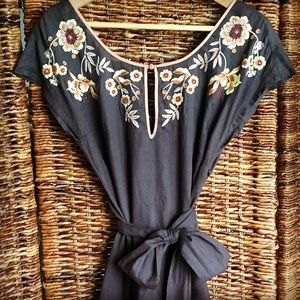 French Connection Dress, Embroidered Cotton