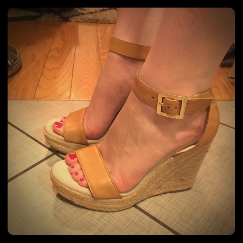 Tan Michael Kors sandals wedges