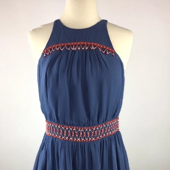 French Connection Blue Beaded Sleeveless Dress - Picture 2 of 6