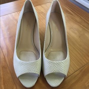 Bone colored Leather Jones New York Open Toe Heels