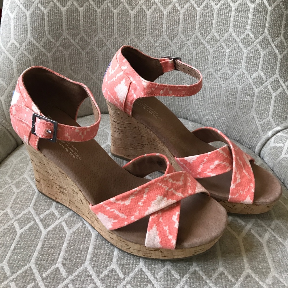 Toms orange geometric Ikat sandals