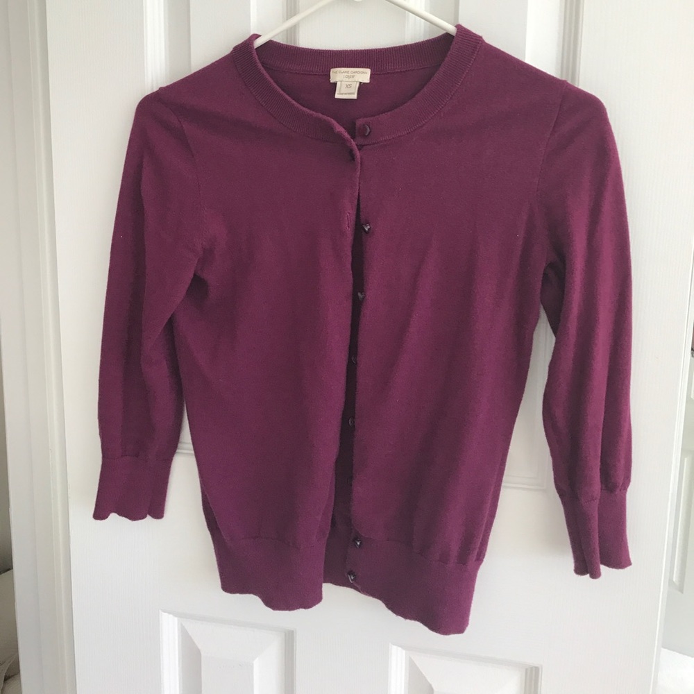 J Crew Clare Cardigan Purple