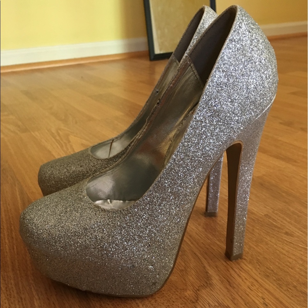 Silver Glitter Heels