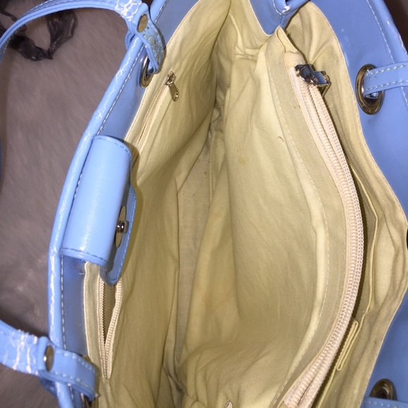 Blues & White Hibiscus Tote bag w/beads on 1 side - Picture 4 of 6