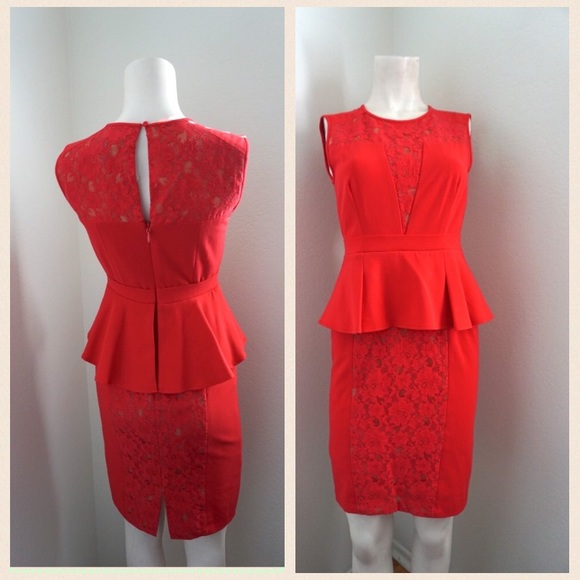 BCBGMAXAZRIA Red Lace Peplum Worn On Devious Maids - Picture 4 of 8