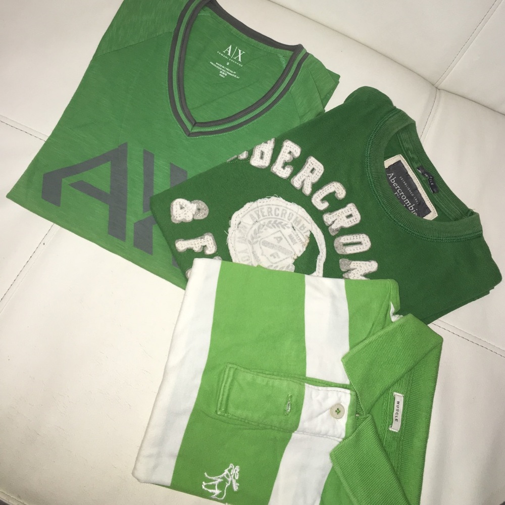 Green short sleeve v neck/ crew neck/ polo