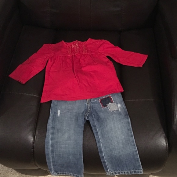 red shirt matching jeans