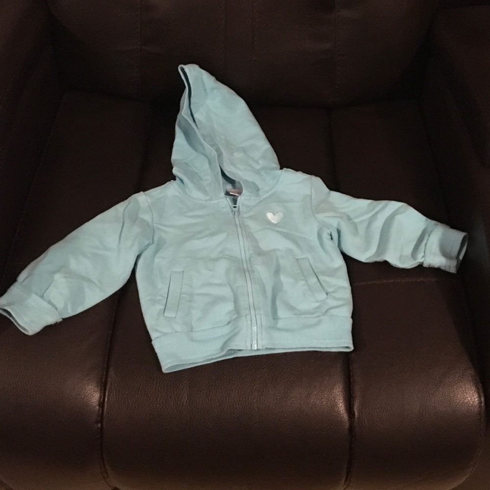 Girls blue jacket with hood size 12 months