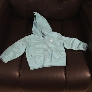 Girls blue jacket with hood size 12 months