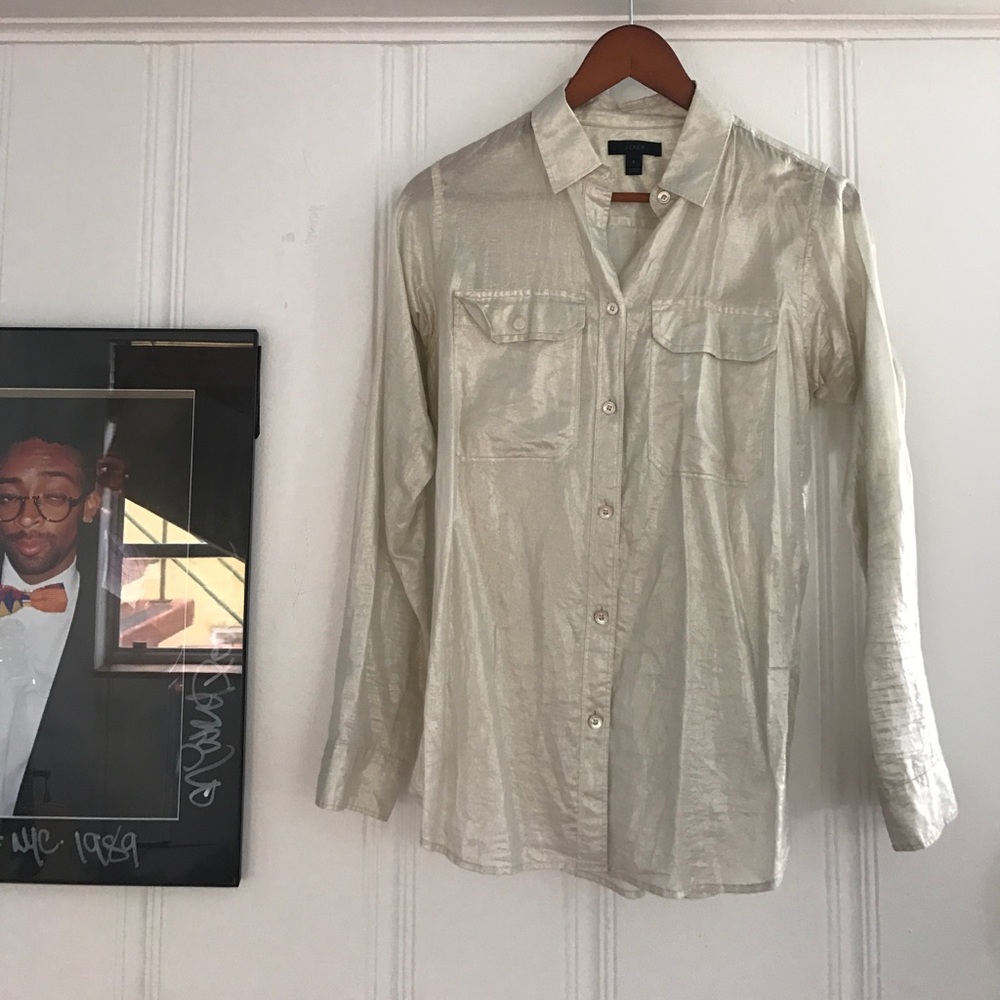J. Crew Metallic Lamé Camp Shirt