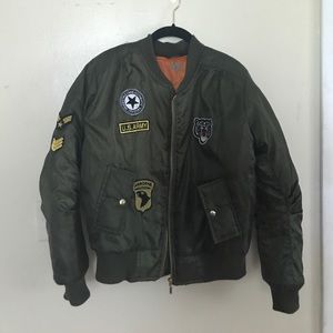 Olive Patches Bomber Jacket