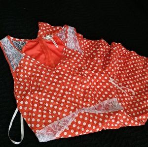 Polka dot and lace dress
