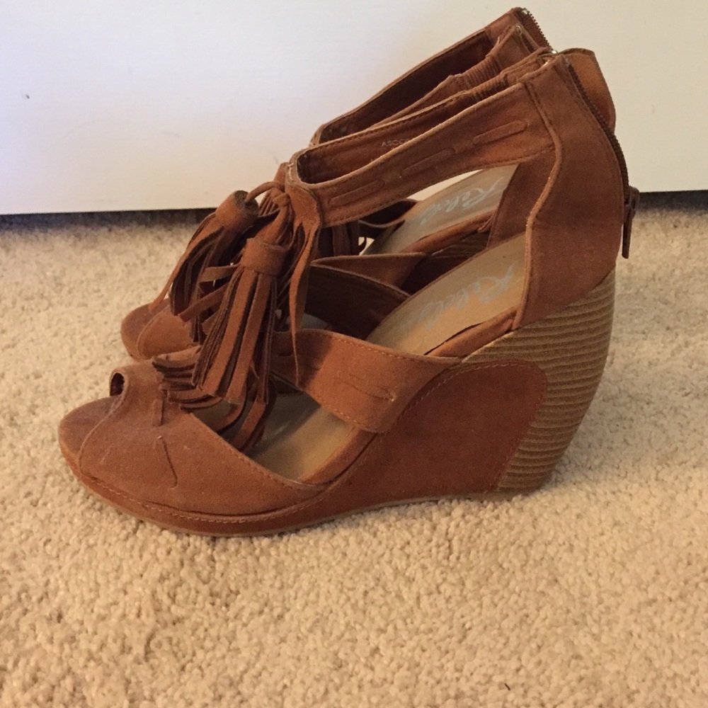 Brown suede wedges