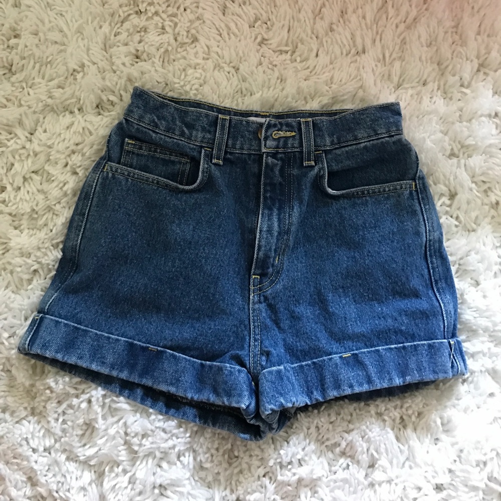 American Apparel High-Waist Jean Cuff Shorts