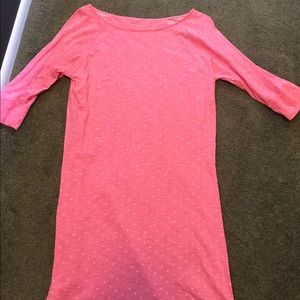 Pink with white polka dot knee length dress