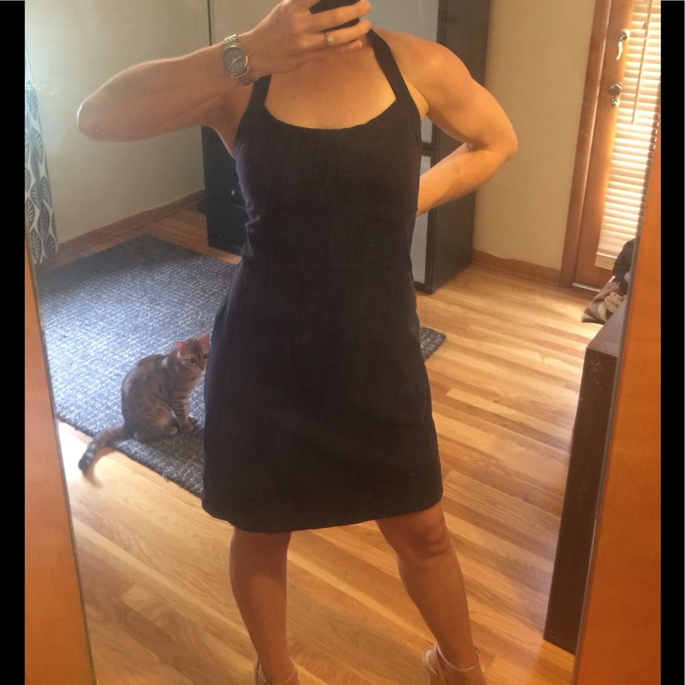 Athleta Navy Halter Modra Dress labeled 6 fits 4