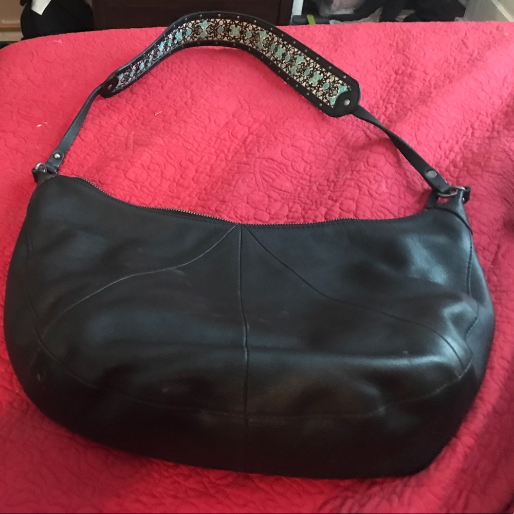 Lucky Brand black leather hobo.