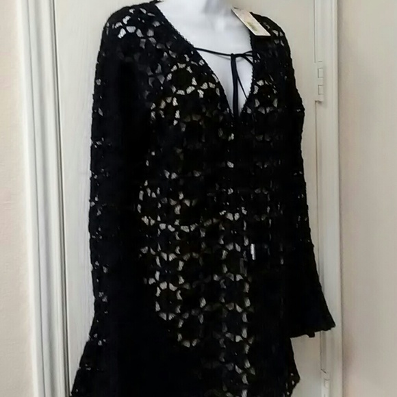 Free People Dresses - Free People festival crochet Blk mini Dress sz 8 Free People Dresses - Free People festival crochet Blk mini Dress sz 8