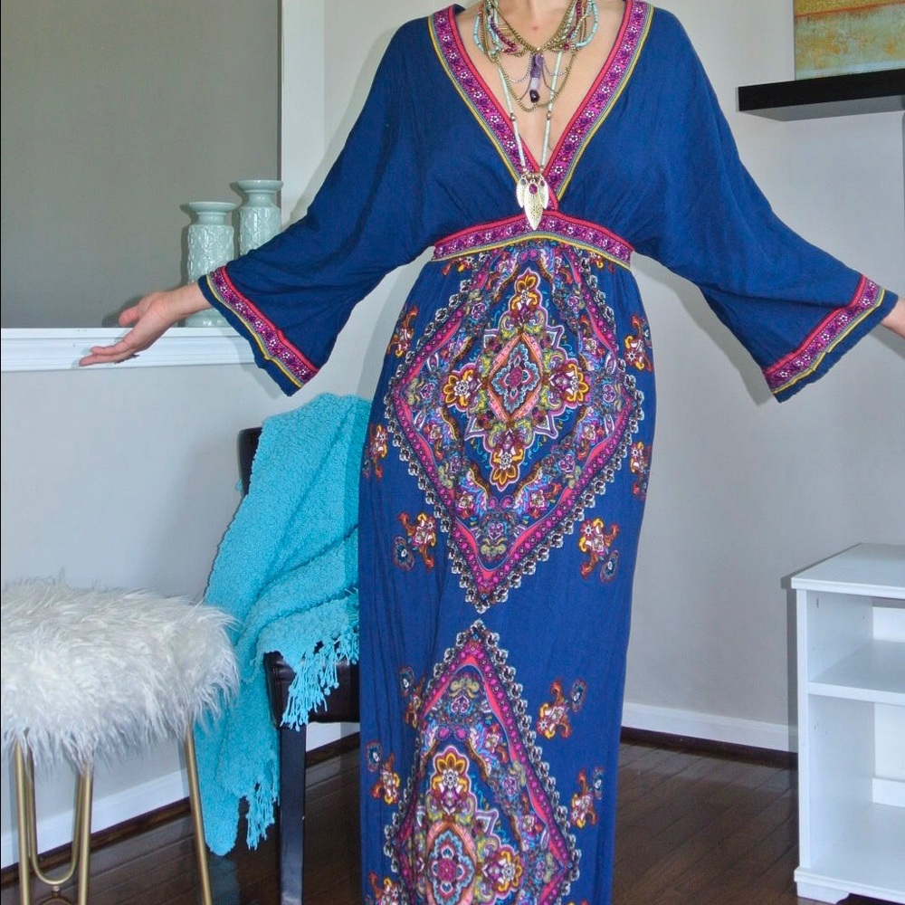 Maxi Boho Dress Flying Tomato Size Medium