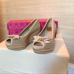 Tory Burch open toe wedge shoes