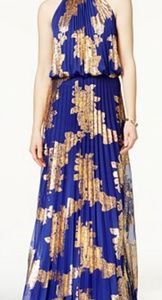 Royal Blue/gold foil evening gown