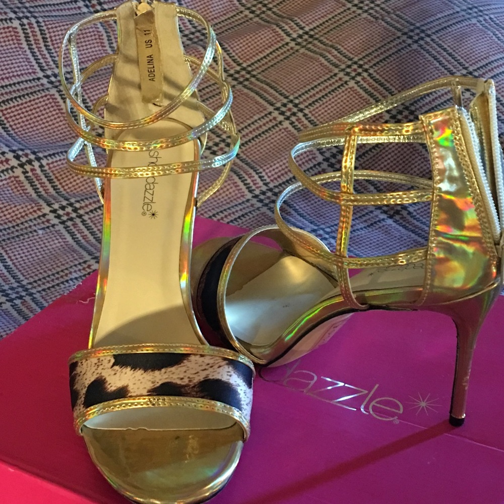 Gold and leopard heels