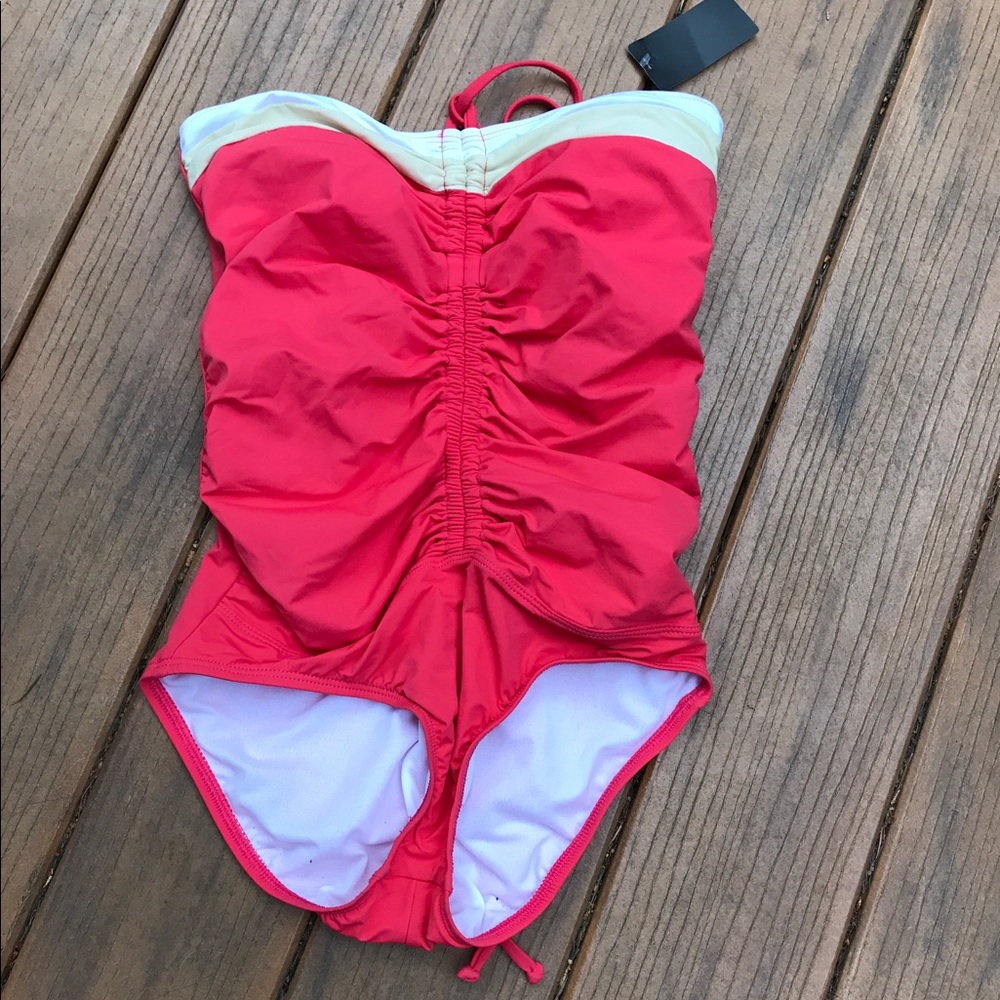 Guess coral,white,tan one piece suit XS NWOT
