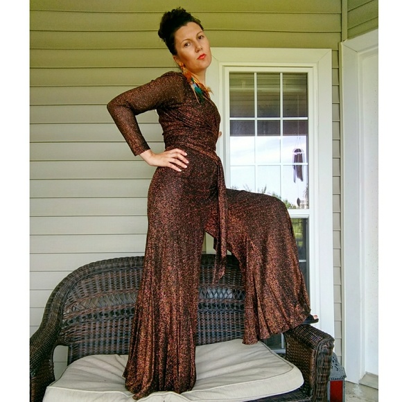 ❌❌SOLD Killer 70s Disco pants and wrap top - Picture 3 of 8