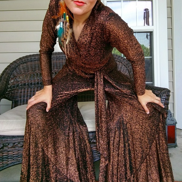 ❌❌SOLD Killer 70s Disco pants and wrap top - Picture 4 of 8