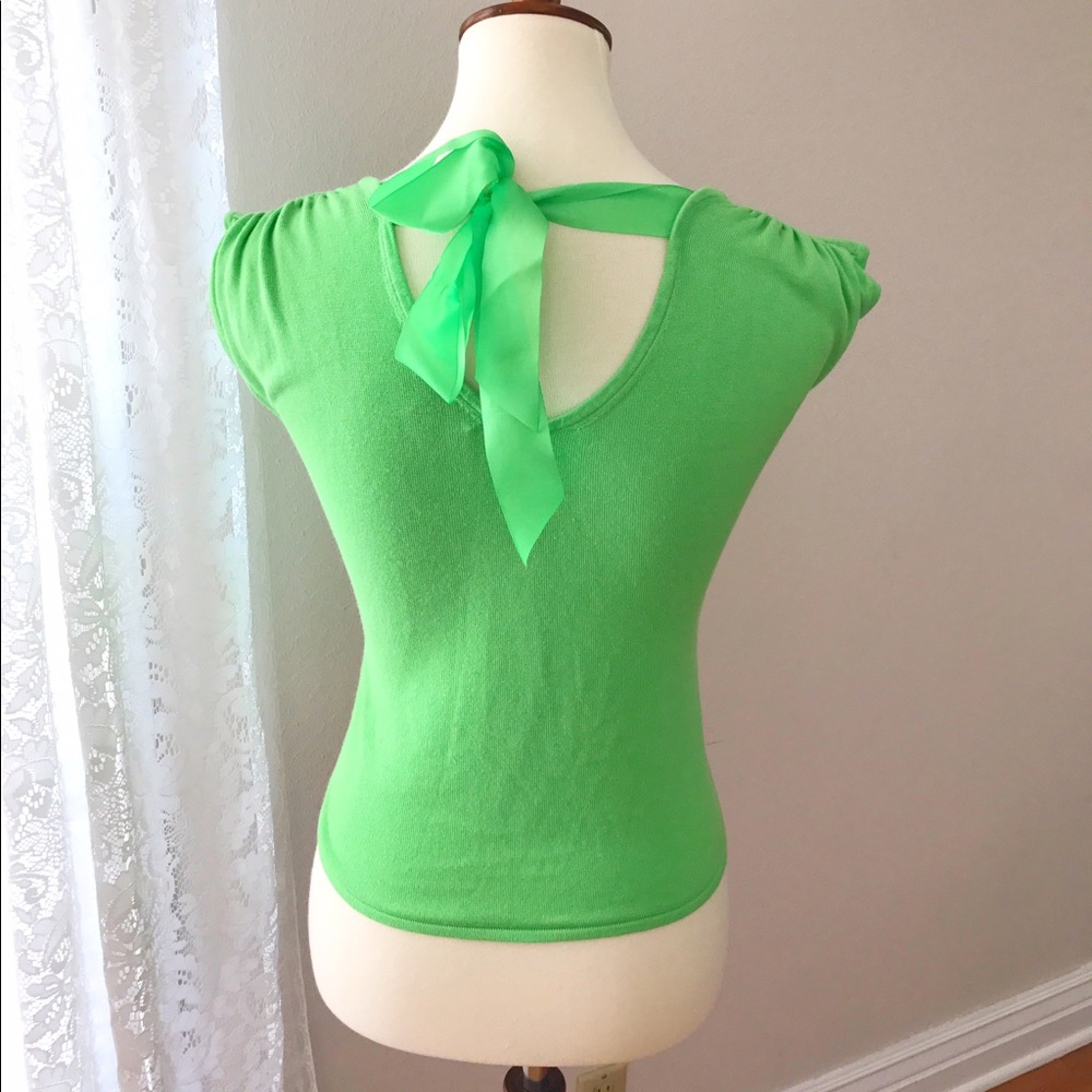 LILLY PULITZER Green Knit Bow Neck Top