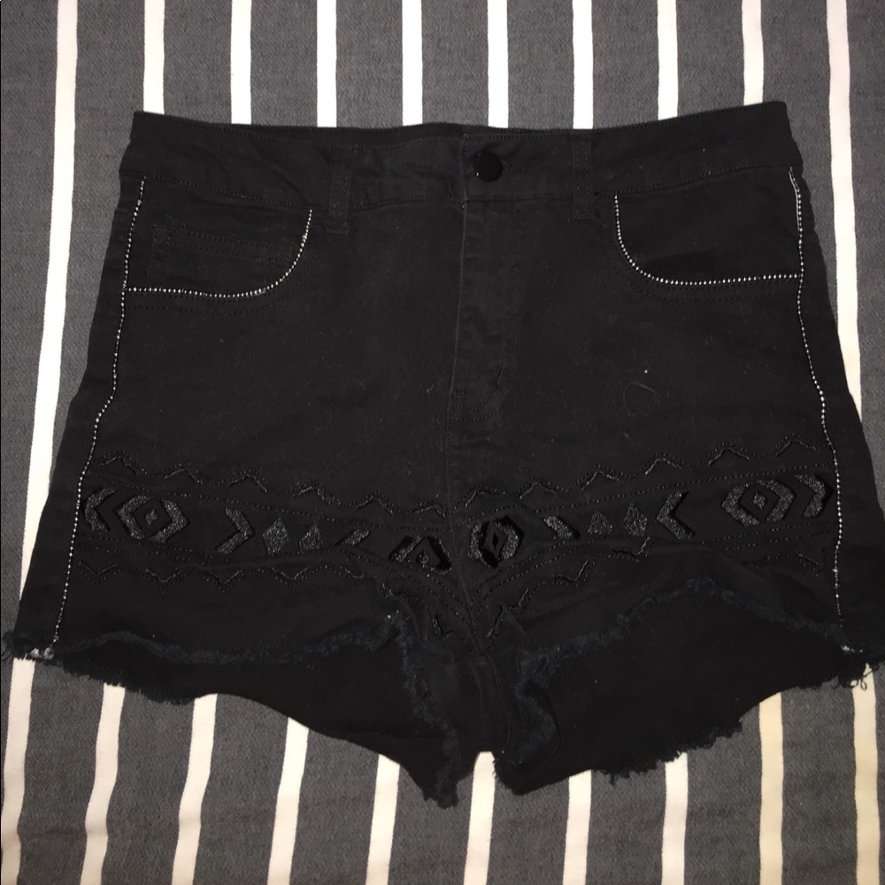 Black Stretchy Denim Shorts