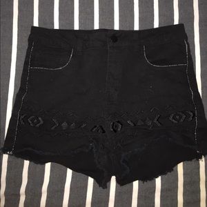 Black Stretchy Denim Shorts