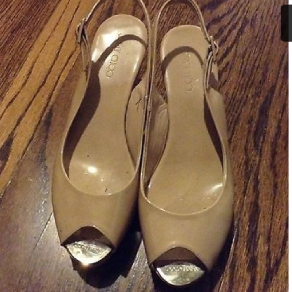 JIMMY CHOO Sandals Patent Leather Beige Cork