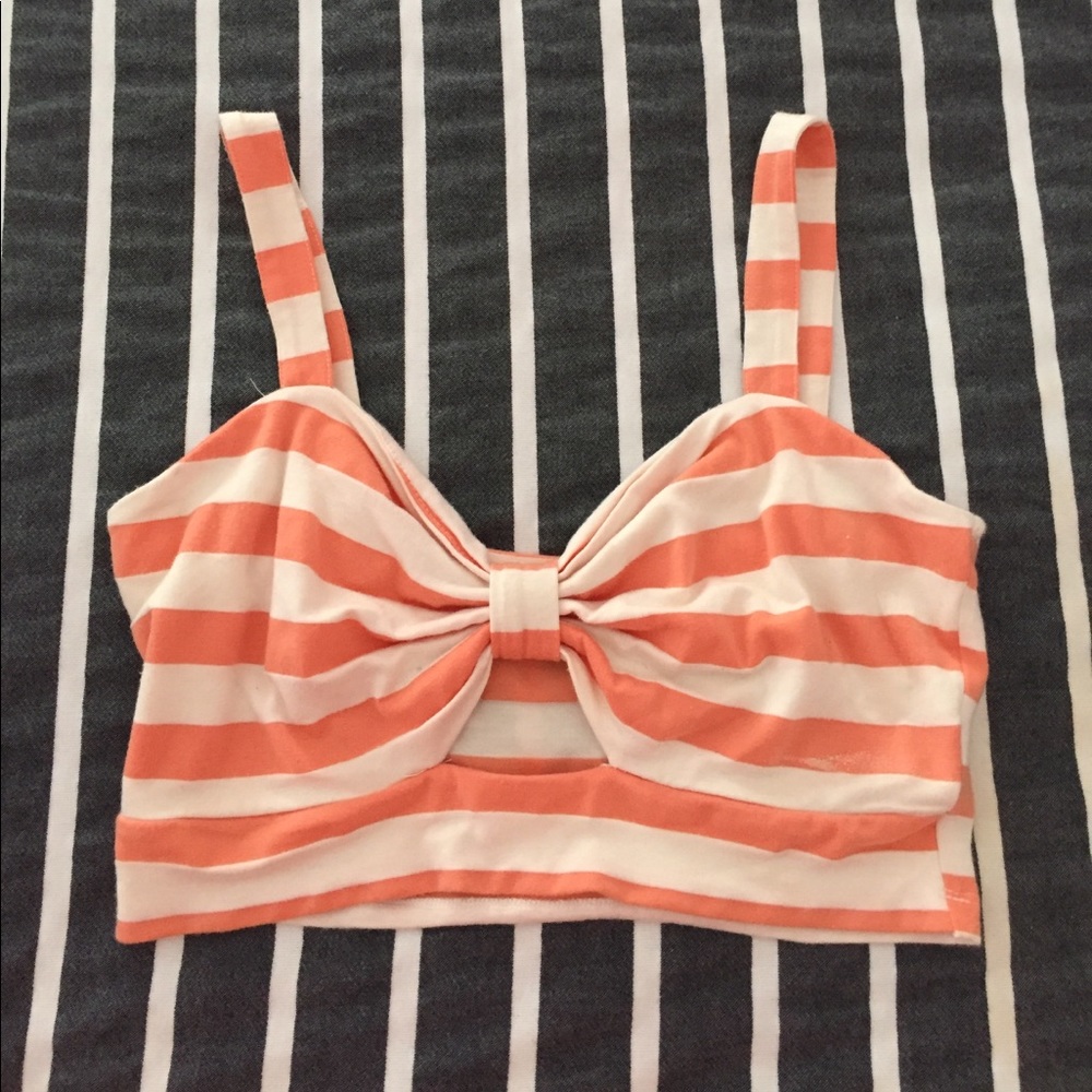 Orange Stripe Crop Top