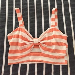 Orange Stripe Crop Top