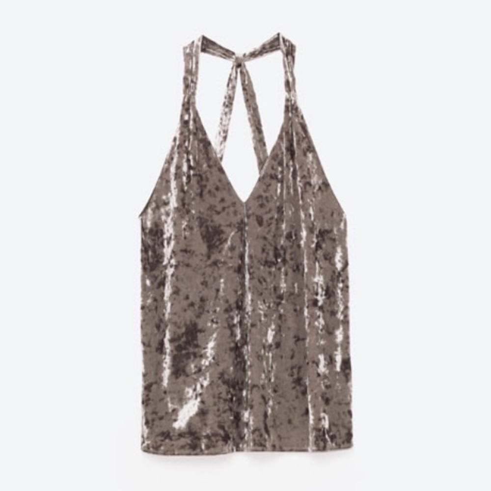 NWT zara velvet grey top