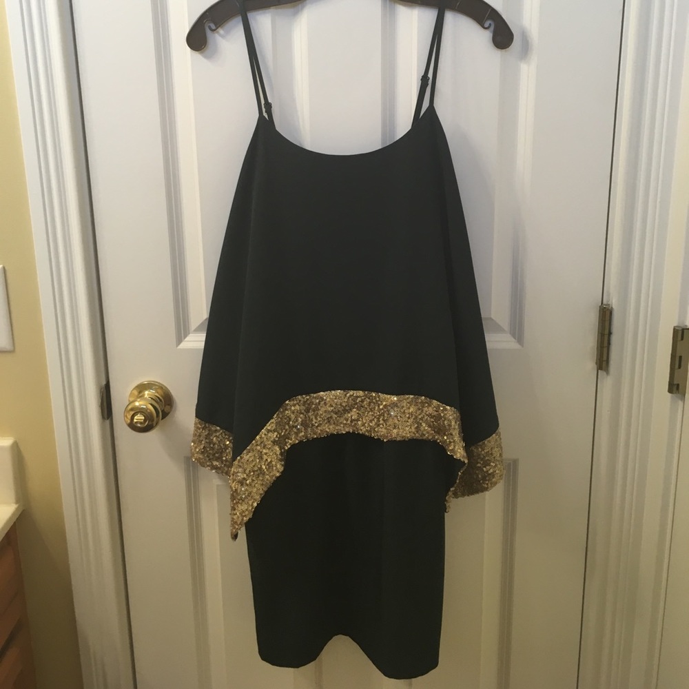 Gianni Bini emerald and gold semi-formal dress