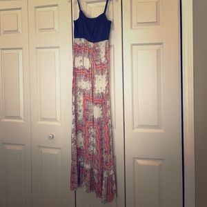 Accidentally in Love denim and knit maxi dress