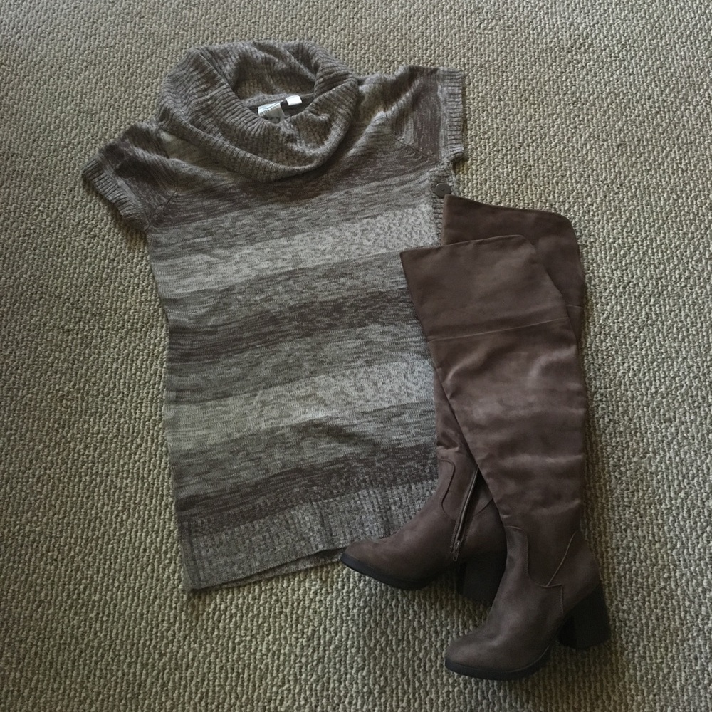 Plus Size Sweater Dress & Wide Calf OTK Boots