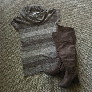 Plus Size Sweater Dress & Wide Calf OTK Boots