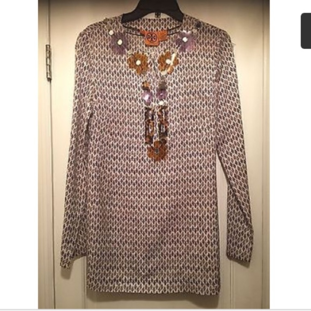 Tory Burch Top/Tunic printed decorated Size 8