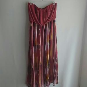 Burnt Orange Muti-Color Halter Dress